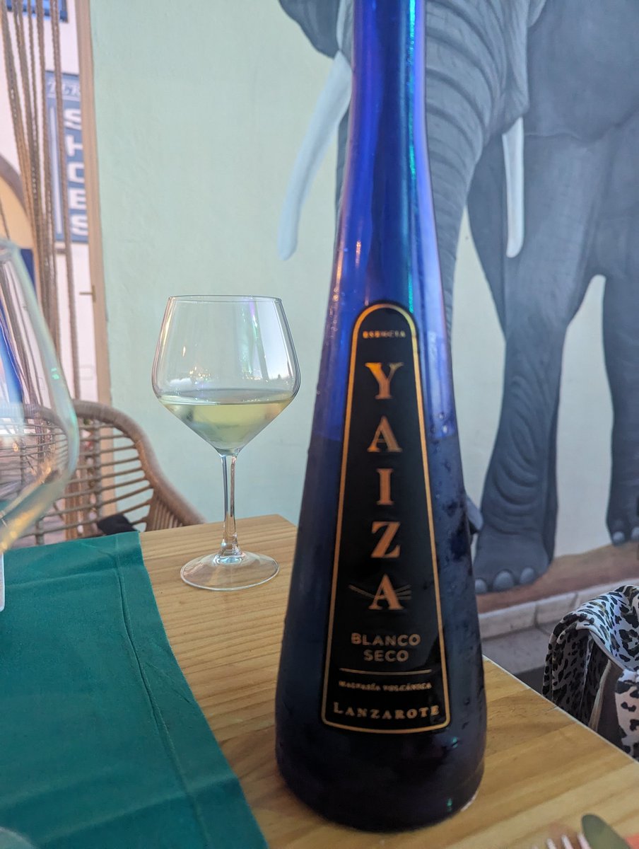 I've never had Canarian wine before, and I'm currently drinking a Lanzarote malvasia. Very floral and almost fleshy in its juiciness—am I being swayed by local aloe vera? Heady too at 13%. Surprisingly fresh and dry, and perfect with grilled fish.