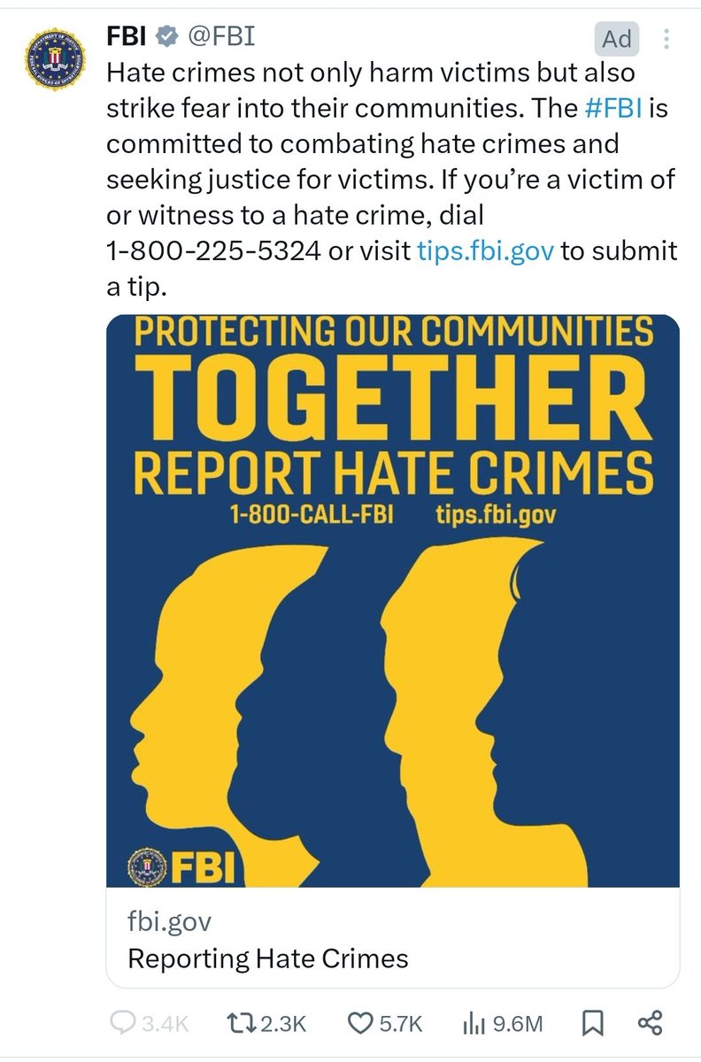 I love the the @FBI has TURNED OFF COMMENTS on this 'ad.'😂

Didn't get the response they thought they would, I guess? 

#FBICorruption #CorruptFBI #DefundTheFBI #TraitorsToTheirCountry