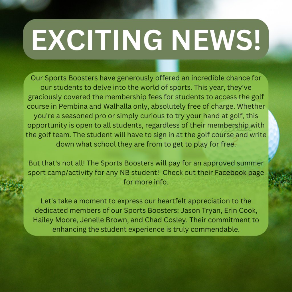 Exciting news from the Sports Boosters!