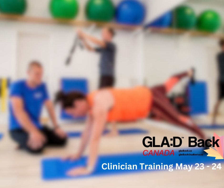 New GLA:D Back Canada clinician training announced! Join us for our 2-day course on May 23 and 24, 2024, held virtually over Zoom. 

Head over to our website to register today! gladback.ca