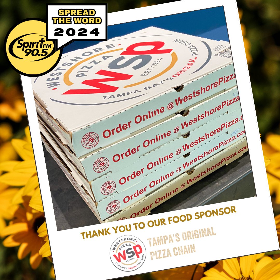 Our staff & volunteers ate delicious pizza thanks to our food sponsor for today, Westshore Pizza on S. West Shore Blvd. It was scrumdiddlyumptious! 😋🍕 Next time you visit Westshore Pizza, thank them for their support of Spirit FM! 🫶 #SpreadTheWord2024 #STW2024 #LiveWithSpirit