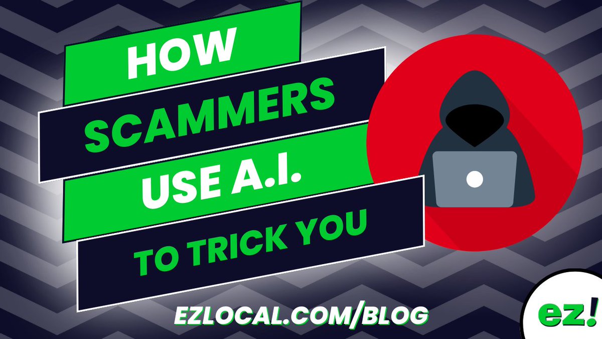 In case you missed it in our newsletter, learn about how scammers and their tactics are evolving with the introduction of A.I.🔍🤖

Read now at: ezlocal.com/blog/post/ai-l…

#smallbusiness #smallbusinessowner #LocalBusinesses #marketing #MarketingStrategy