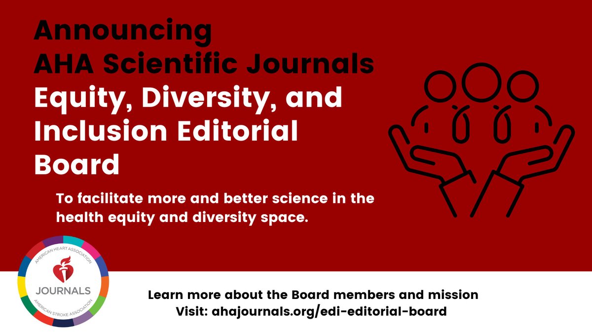 In coordination with the #AHAJournals, we are proud to announce the formation of an Equity, Diversity, and Inclusion Editorial (#EDI) board. Read the complete announcement here: ahajrnls.org/3zgQSz4