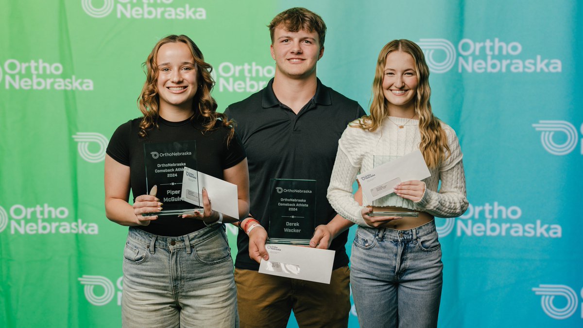 OrthoNebraska's tweet photo. Honoring the many outstanding Comeback Athletes who overcame injuries to shine in their sport again! Congratulations to:
▪️ Piper McGuire
▪️ Riley Audino
▪️ Derek Wacker
▪️ Ryan Ellison (not pictured)
And special shoutout to @hcsdcyclones! https://t.co/BqvWi6iKDz