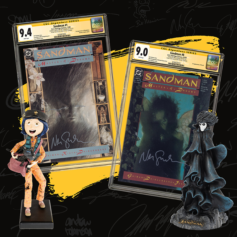 Prepare for a dreamy #CGCSpotlight, because treasures from the personal collection of @neilhimself were sold by #HeritageAuctions last month! 🤯 Among the #CGCGraded collectibles was a group of 5 @CGCSigSeries comics each signed by the author. Details cgc.click/cj1! ⏳