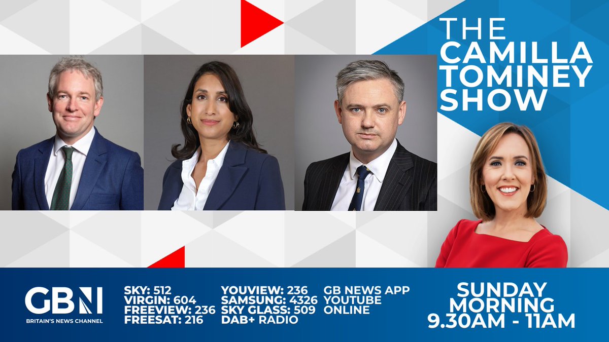 🚨 On The @CamillaTominey Show, Sunday from 9:30am: 🔵 Secretary of State for Energy Security @ClaireCoutinho 🔵 Conservative MP for Devizes @danny__kruger 👮 Adviser to the Govt on political violence @LordWalney 📚 Author and former prison governor @NotThatBigIan