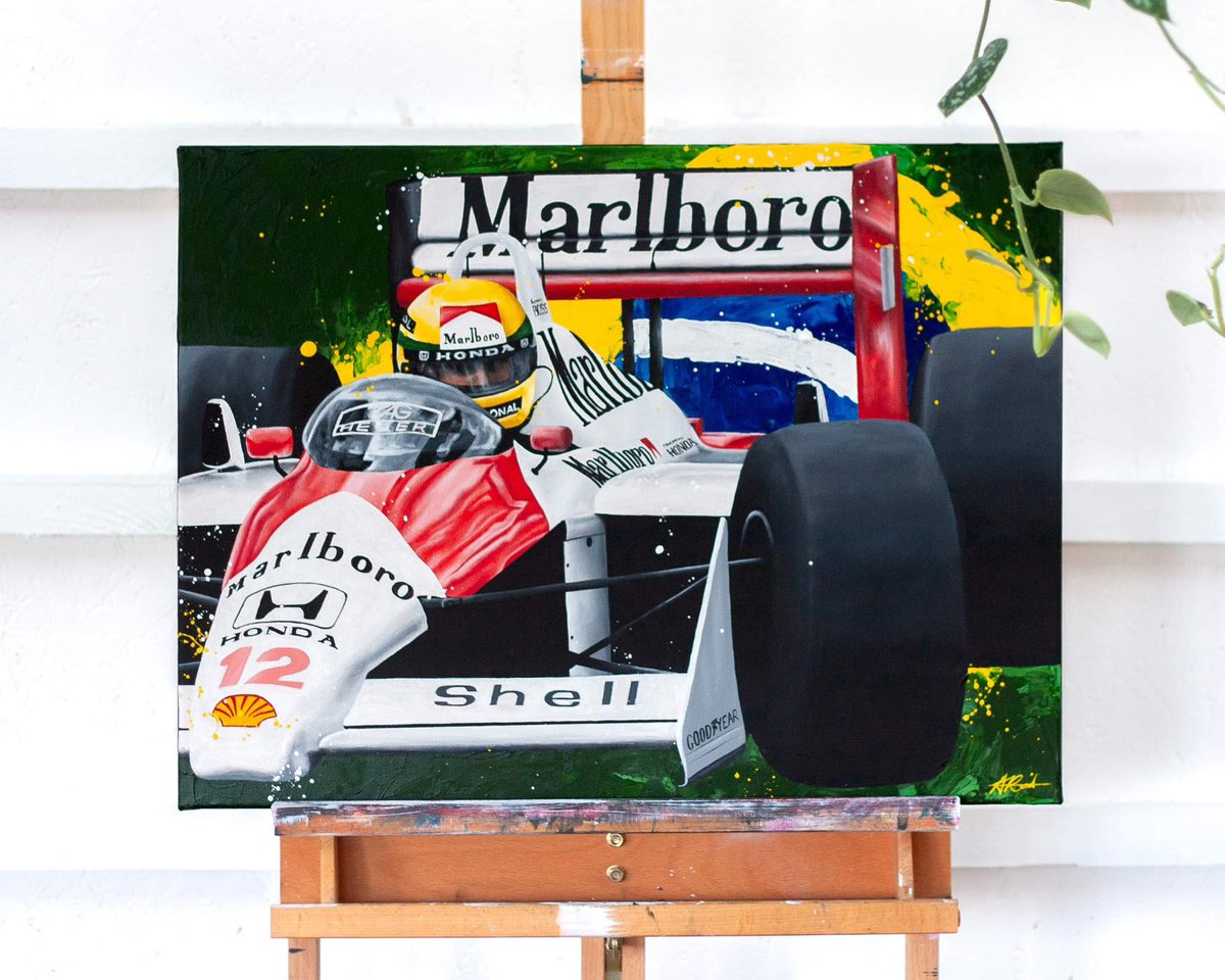 NEW ‘Ayrton Senna’ MP4/4 18x24” on canvas Original: AVAILABLE Prints: on the website aprilreid.com #ayrtonsenna #sennaf1 #f1 #f1art #formula1 #formula1art #motorsportart #fineart #abstractart #contemporary #abstractrealism