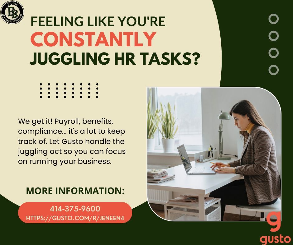 Feeling like a business owner juggling HR tasks? There's a better way! Gusto simplifies payroll, benefits & compliance. Get your discount link & ditch the juggling: buff.ly/3RgecWQ 

#Gusto #SmallBizLife #HRSimplified (link in bio)