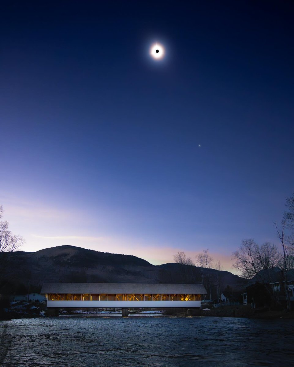 Totality over Stark Covered Bridge #LiveFreeNH PC: @mike.drid