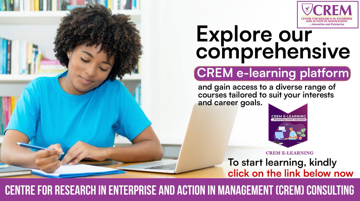 Enjoy unbeatable discounts on all our courses! Don't let this opportunity slip away, invest in yourself today!

To start learning, kindly click this link now: cremelearning.org

#CREMConsulting #GroomingCentre #Elearning