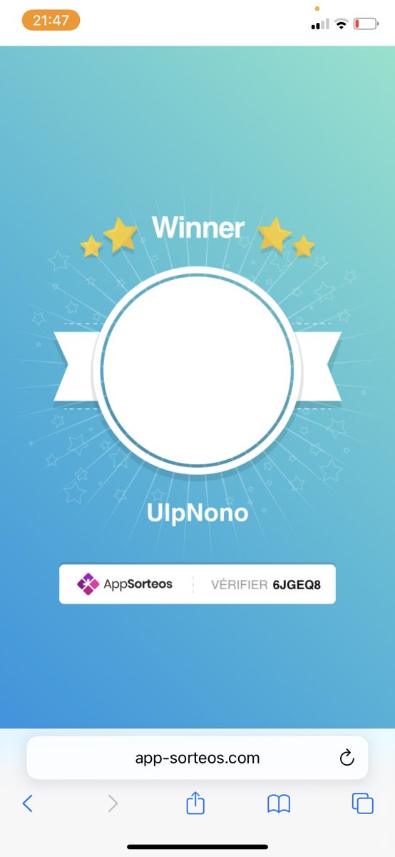 Félicitations <a href="/UlpNono/">Nace🇵🇹🇫🇷</a> — GIVEAWAY ENDED —  The winners are: 

1. <a href="/UlpNono/">Nace🇵🇹🇫🇷</a>

 Certified by <a href="/app_sorteos_ok/">AppSorteos</a> (Code 6JGEQ8) passe dm