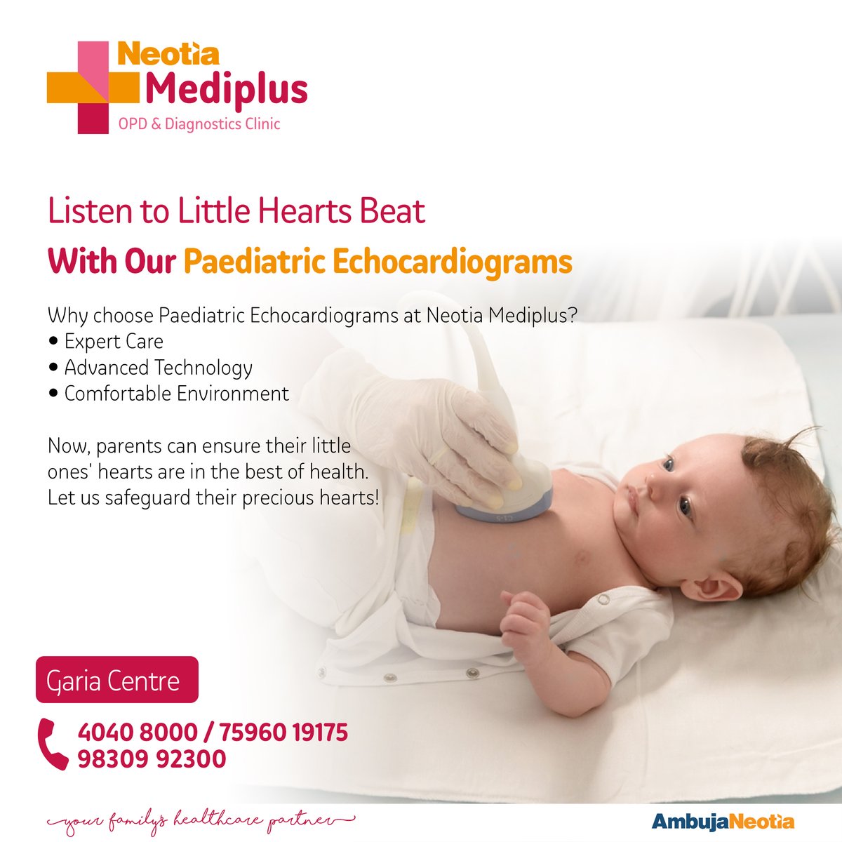 Detecting little hearts' health early is key! Our paediatric echocardiograms at Neotia Mediplus Clinic ensure comprehensive care & timely detection. Don't ignore symptoms like rapid breathing or fatigue. Expert care saves lives! #PediatricCardiology #HeartHealth #EarlyDetection