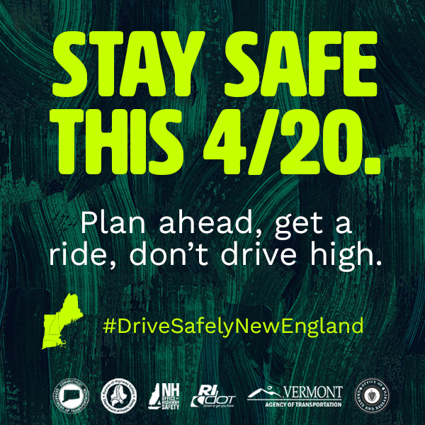 Stay safe this 4/20. Don’t drive impaired regardless of the substance. It was dangerous & against the law prior to the legalization of recreational cannabis, & it’s dangerous and against the law today. Driving high = DUI. More: portal.ct.gov/.../stay-off-t…. #DriveSafelyNewEngland