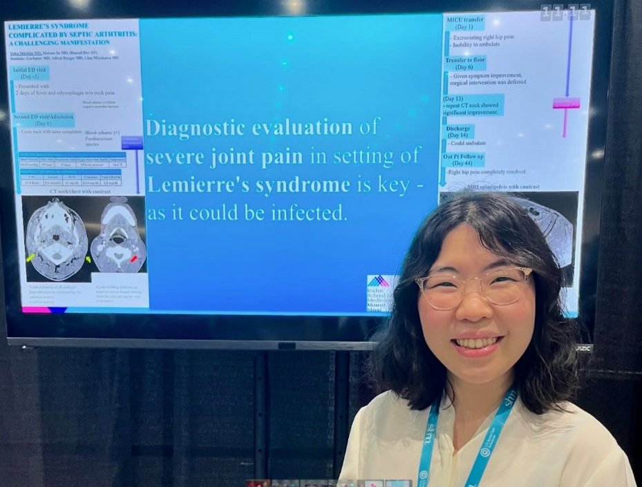 So proud to see @MSBI_IM house staff Dr. Shichijo and Dr. Pandiri presenting cases at #SHMConverge24. Keep up with the great work! @SocietyHospMed @DOMSinaiNYC @msmw_medchiefs @msm_msw @DrMWeissman @mshshospitalist