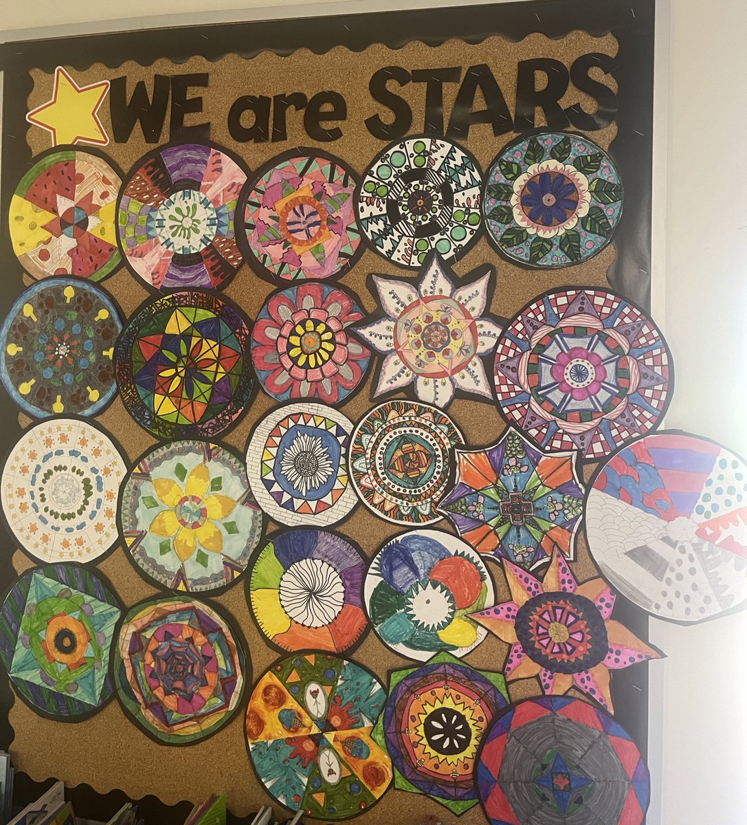 Our colourful mandalas have brightened up our classroom these past few grey, rainy days.