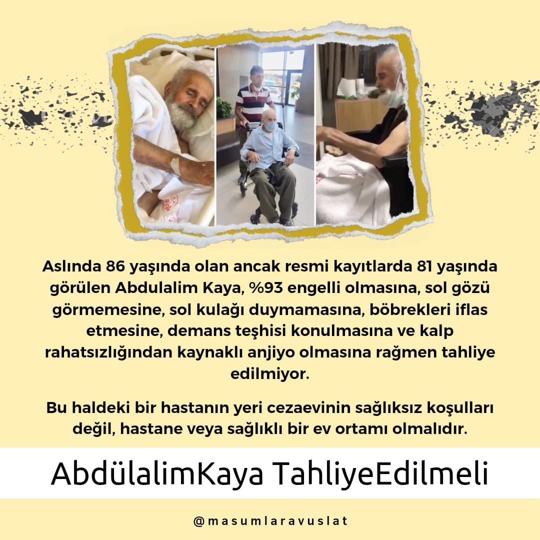 ‼️Bu durumdaki bir insanı hapiste tutmak cinayet.🤦🏻‍♂️🤦🏻‍♂️🤦🏻‍♂️ 👇👇👇👇👇👇👇👇 AbdülalimKaya TahliyeEdilmeli