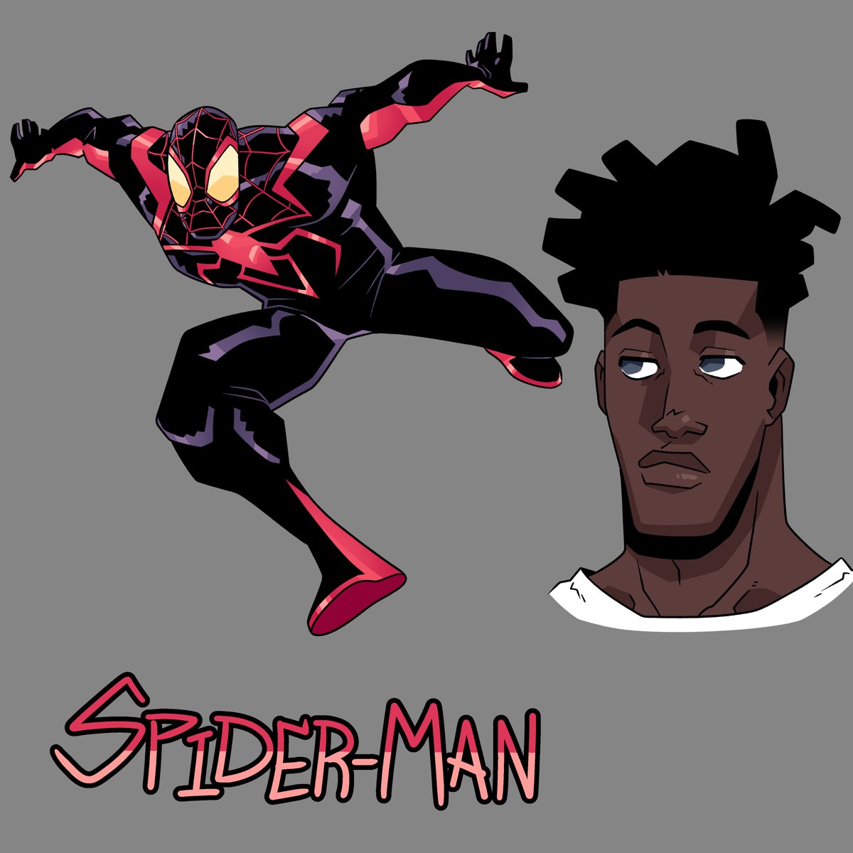 Quick Miles Spider suit design, here he's like 25 or 26