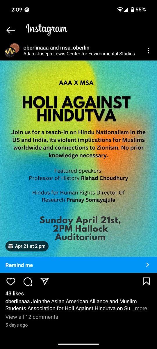 We've been alerted by our Cleveland members re: an #antiHindu event planned against the sacred #festival of #Holi. The goal - to tarnish, co-opt & politicize a 2000 year-old #Hindufestival for political propaganda.And to create hate against #HinduStudents. @ctambar