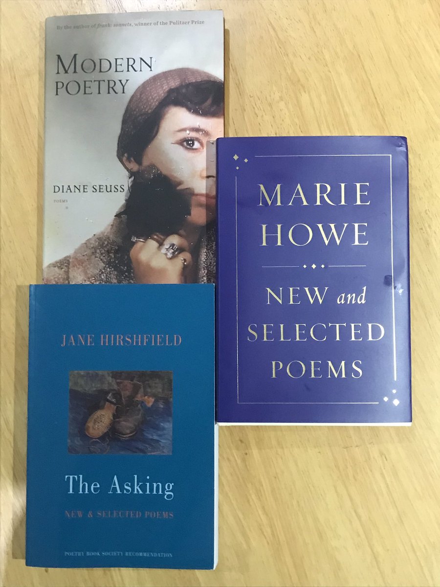 Three of my favourite poetry books I’ve read this month. Long been a fan of Howe and Hirshfield. Modern Poetry (the follow up to frank: sonnets) by Diane Seuss is a fantastic exploration of the impact of having a working-class upbringing. Really chimed with my own experiences.