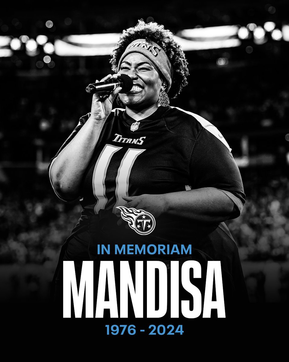 We are deeply saddened by the loss of loyal Titans fan, singer and beloved member of our community, Mandisa Our sincerest condolences go out to her family and friends at this time 💙