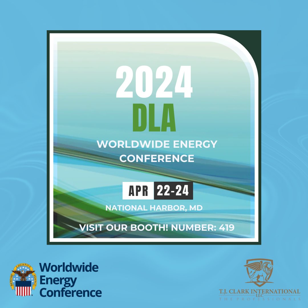 Come by our booth (#419) at the DLA Energy 2024 Worldwide Energy Conference, where T.J. Clark International will continue to share the power behind our innovative fuel/water pump and distribution systems, enabling contested logistics in multidomain operations.