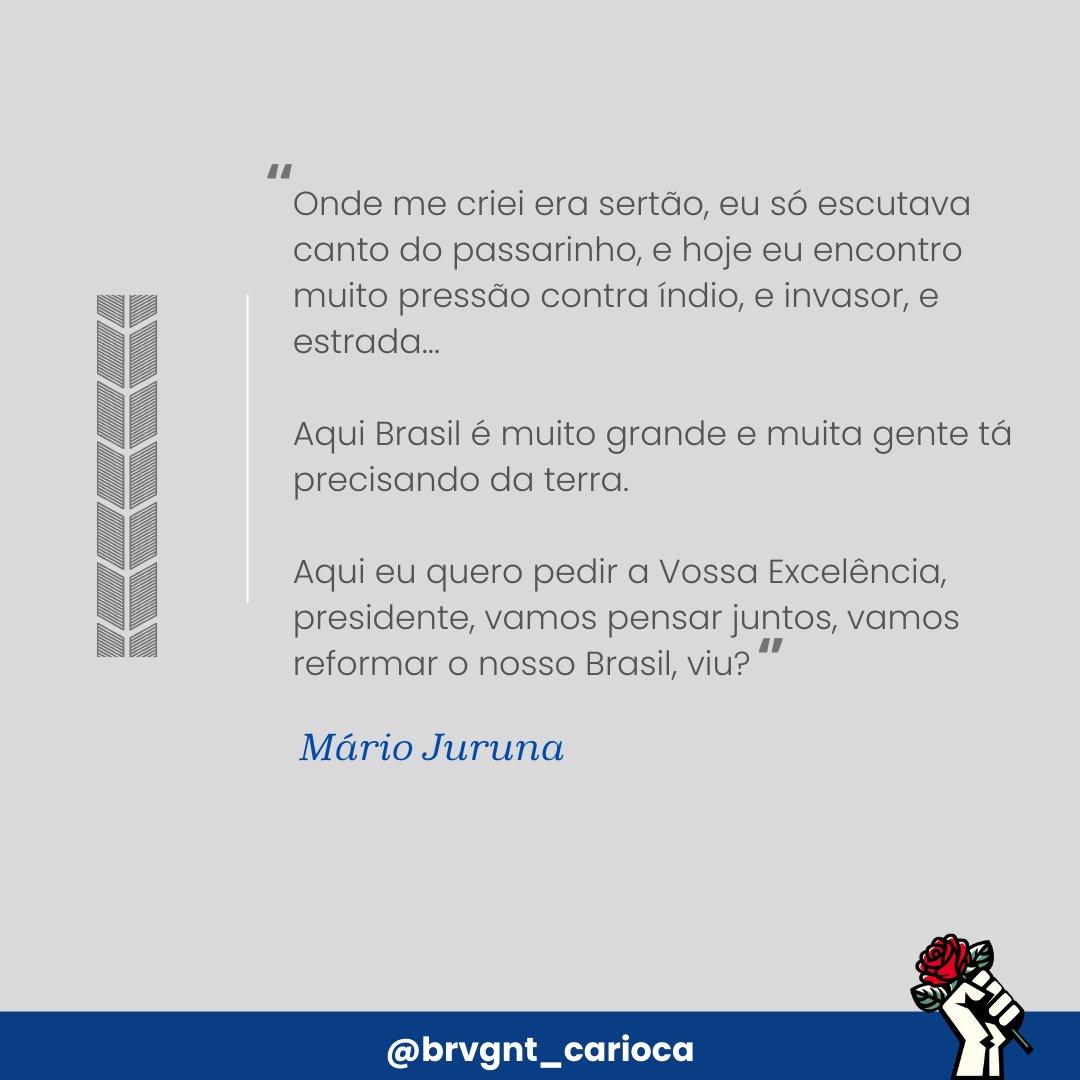 brvgnt_carioca's tweet photo. Discurso na tribuna da câmara proferido pelo Deputado Federal Mário Juruna (PDT-RJ) em 19 de abril de 1983
#juruna #povosoriginarios #diadoindio #citação https://t.co/1K8LSqXo7o