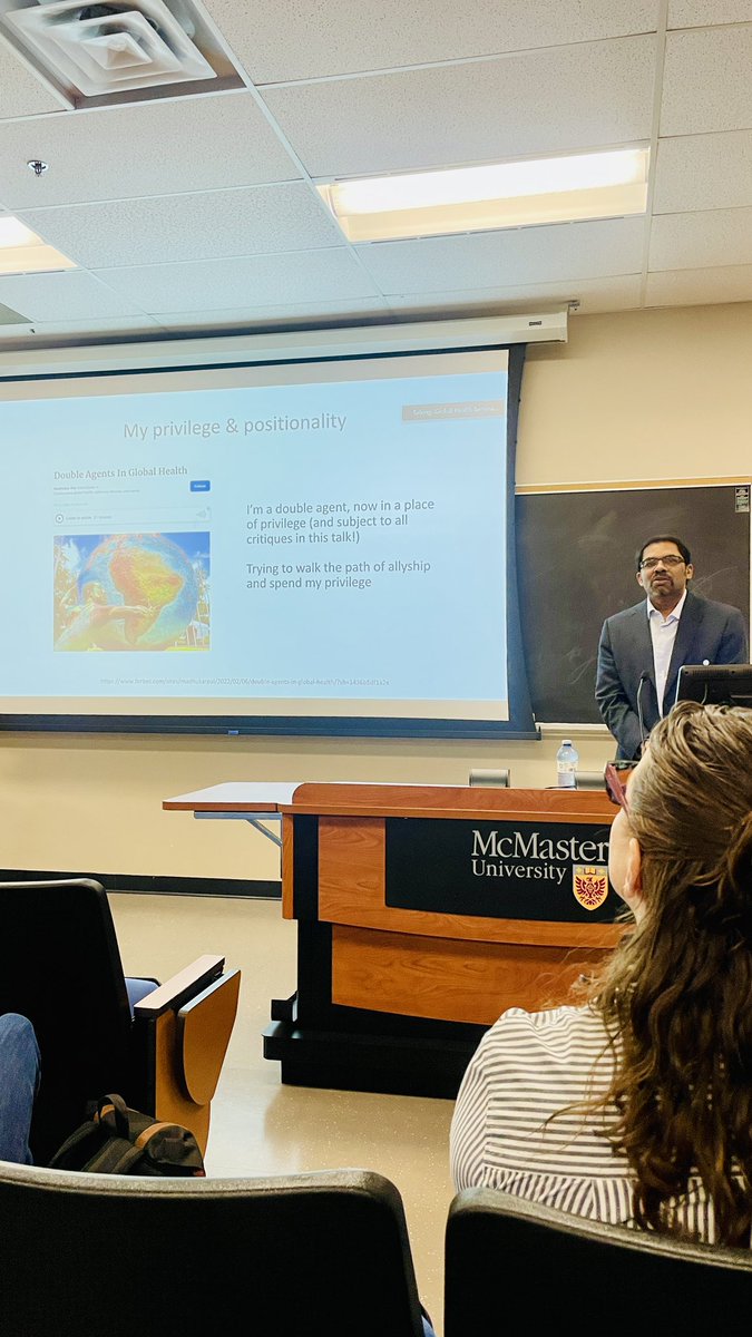 Inspiring talk @paimadhu @McMasterGHO earlier this afternoon! Thanks for sharing your brilliant insights re the role of global north actors in building #healthequity 🙏