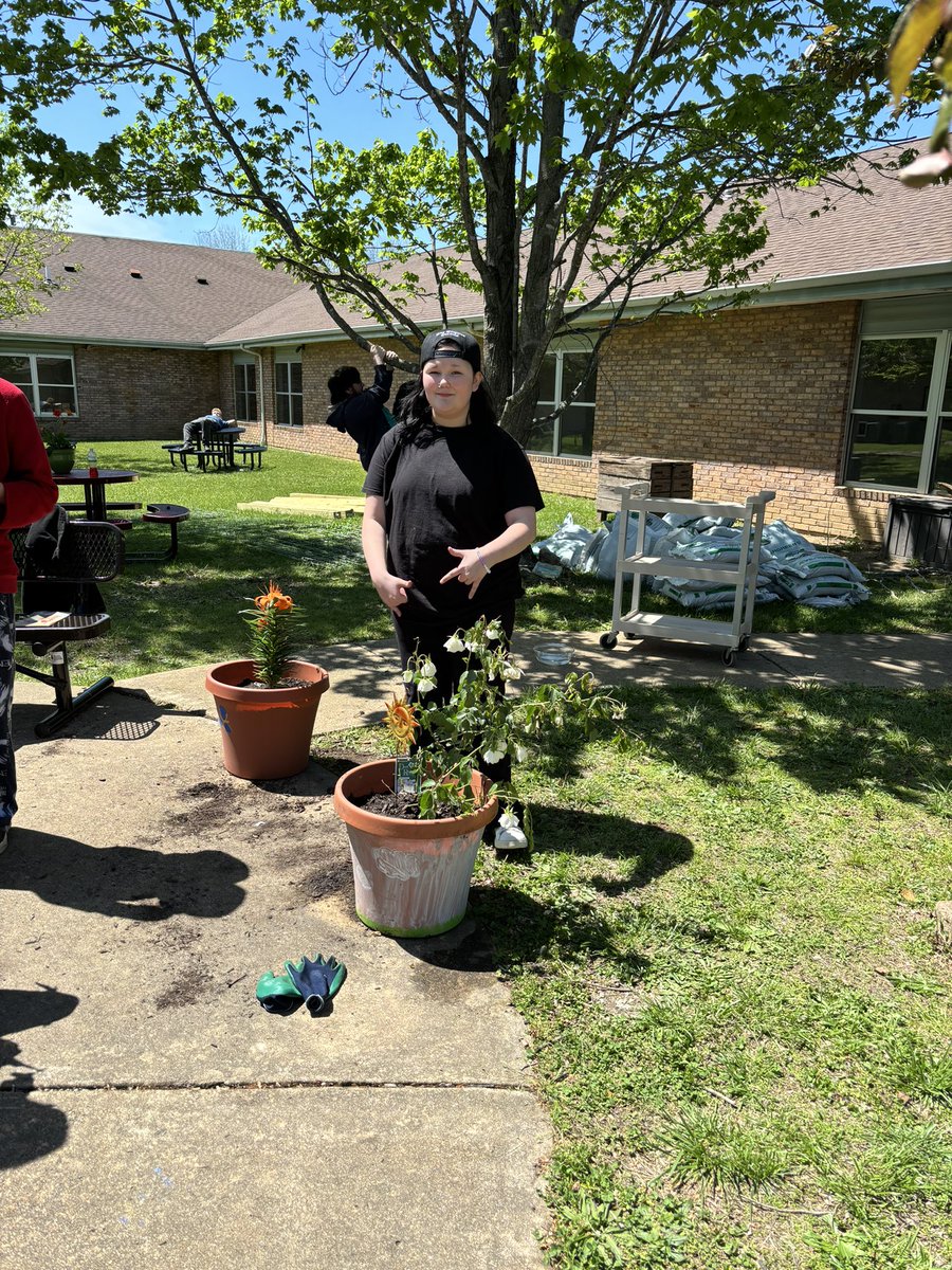 Students spent the afternoon beautifying our courtyard.