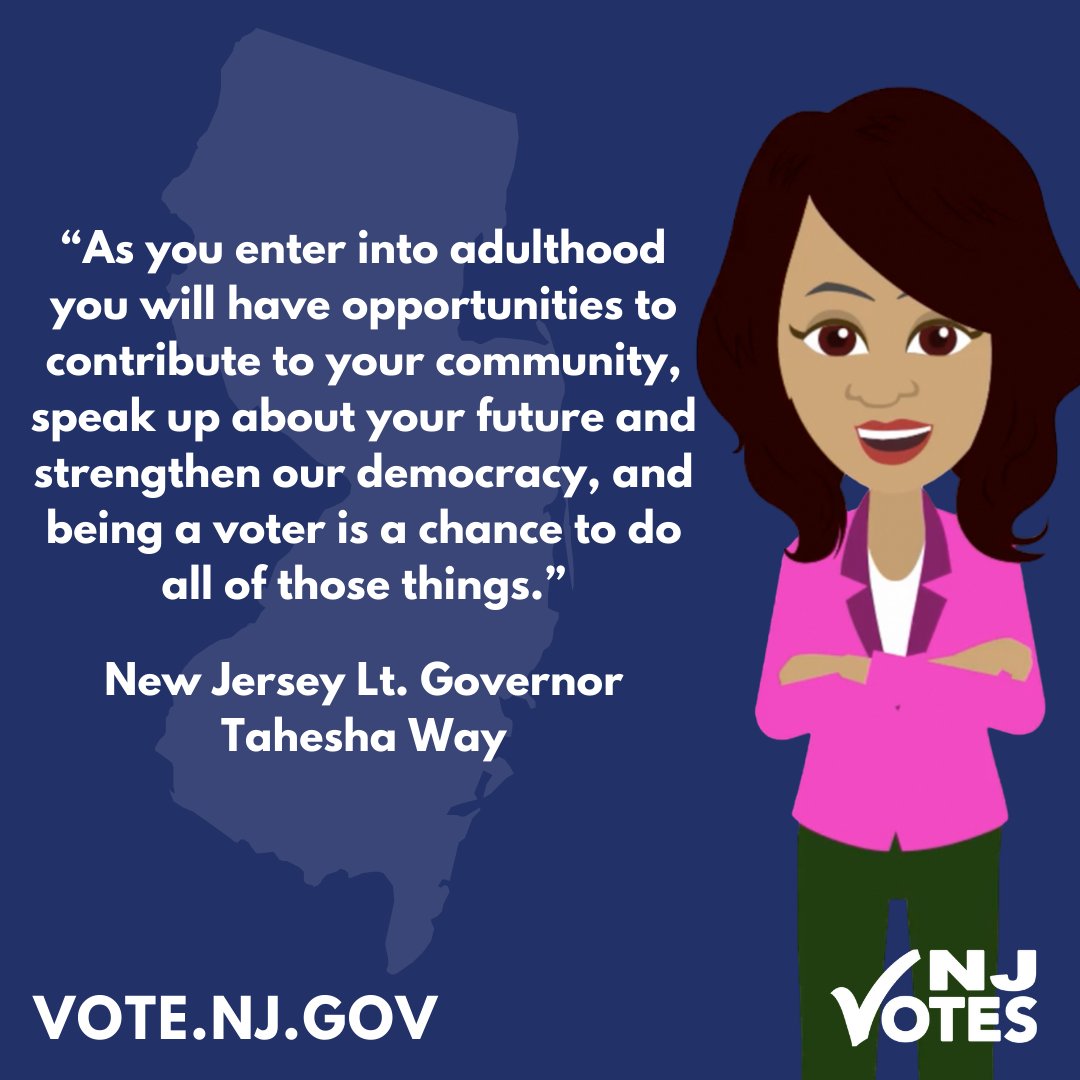 April 14-20 is NJ #HighSchoolVoterRegistrationWeek! Watch as @ltgovway Lt. Governor Tahesha Way shares how and why it’s important to vote as she launches this celebration of voting. Check out the full video on YouTube! More info at Vote.NJ.Gov. #NJVotes