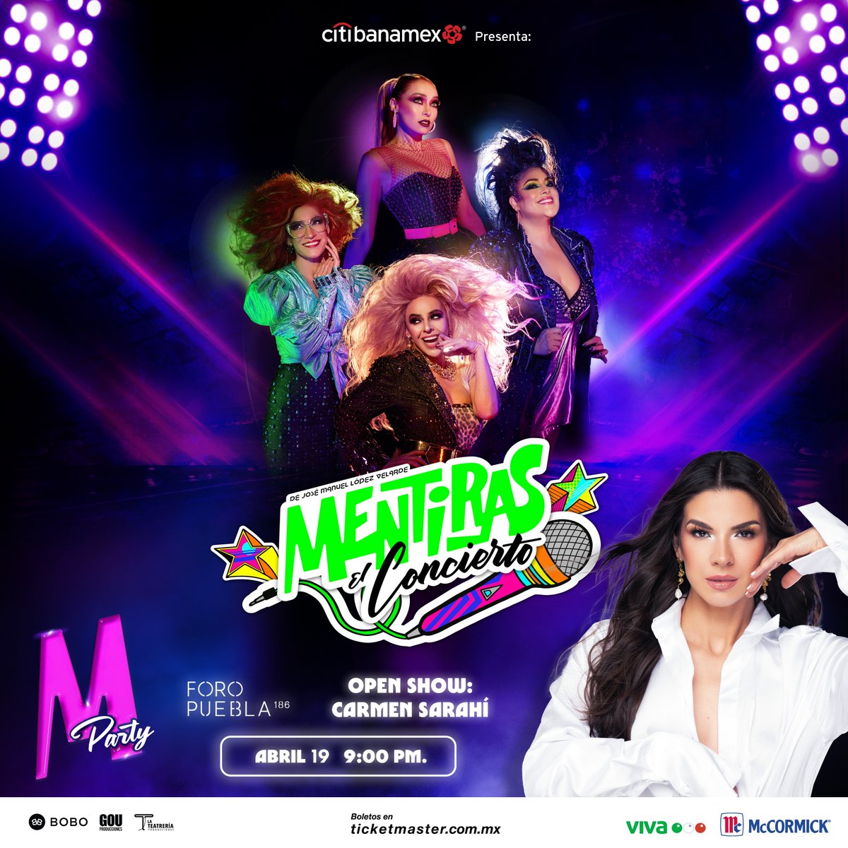 ¡Es hoy! #MentirasElConcierto se presentará en el Foro Puebla 186 (CDMX). 🎤 Y como opening act, Carmen Sarahí, una voz y talento de otro mundo. 💚 50% de descuento: bit.ly/MPartyConciert…