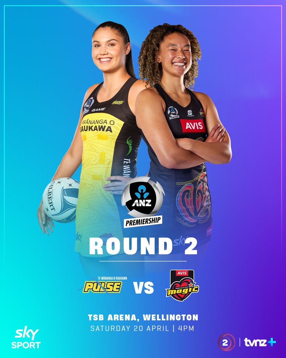 ANZPremiership's tweet photo. Pulse host their first home game of the season against Magic in Wellington at 4pm this afternoon.

Don't miss any of the action with live coverage on Sky Sport and free to air on TVNZ 2 and TVNZ+. International streaming through https://t.co/PcESjoxiwX https://t.co/SWNNJvWOpp