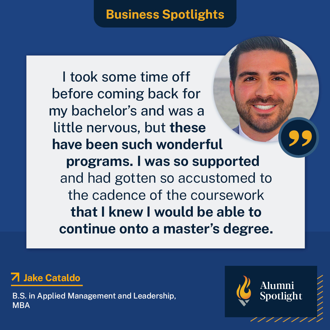 Jake Cataldo is not only an #ACEAlumni but also is a current student in the MBA program. We're happy to have him as a student again!
