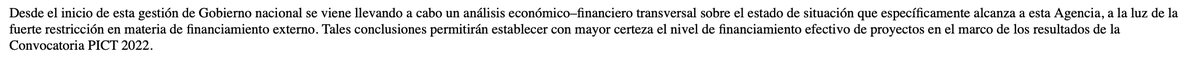 La verdad es que esto no se puede creer... Llega un correo oficial de la <a href="/agenciaidiar/">Agencia I+D+i</a> diciendo que no garantizan financiamiento de proyectos PICT 2022, ya adjudicados. (sigue)