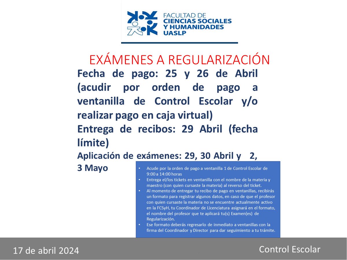 csyhUASLP's tweet image. Aviso #ControlEscolar