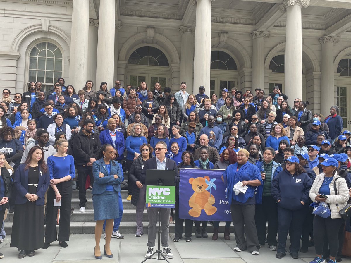 Today, I stood w/ families, advocates, service providers, city partners, and @ACSNYC to raise awareness about Child Abuse Prevention Month and thank them for their partnership and tireless work supporting children and families. #FamilySupport2024 #ChildAbusePreventionMonth