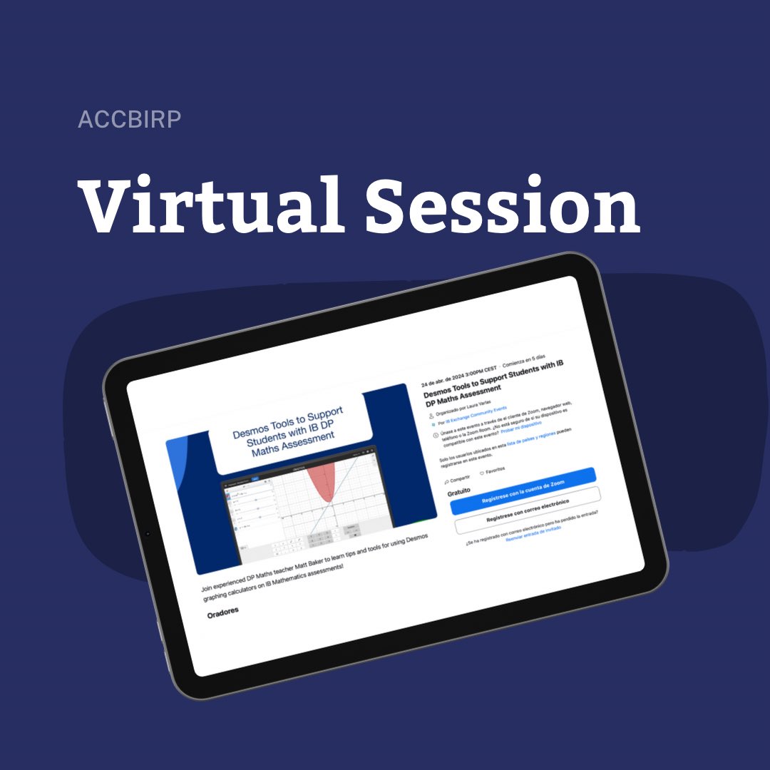 accbirp's tweet image. 📚🎓 Educadores de Matemáticas del Programa del Diploma del IB únanse a la sesión virtual gratuita con Desmos el 24 de abril.

🔗 Solicitar enlace por mensaje privado.

#IBMath #Desmos #Educación #internationalbaccalaureate #bachilleratointernacional #ACCBIRP #ib