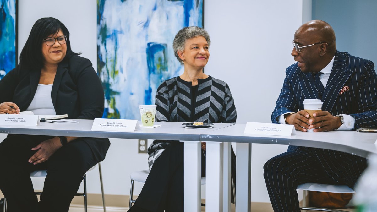 BostonFed's tweet photo. Boston Fed President and CEO Susan M. Collins visited #Connecticut on Thursday to hear from local business and community leaders about economic challenges and opportunities. A full recap is coming soon to https://t.co/XmI7iuhBMO. https://t.co/sIIWl0N8x5