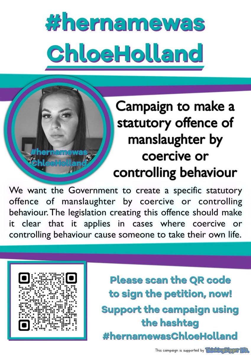 Please sign this petition link below :
petition.parliament.uk/petitions/6489…

#hernamewaschloeholland
#DomesticAbuse
#coercivecontrol