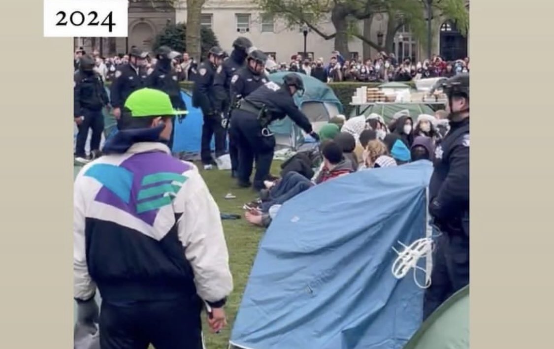 In 1968, @Columbia University arrested students protesting against the Vietnam War en masse. In 2024, Columbia has just arrested 108 students calling for an end to the funding of Israeli apartheid and the genocide in Gaza. Has our institution learned nothing from its past?