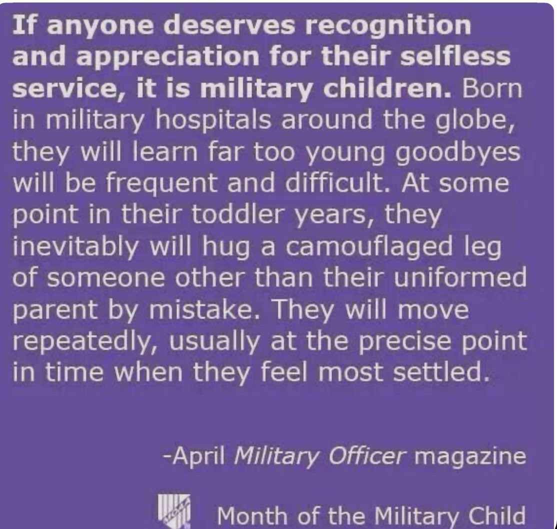 “My heroes are those who risk their lives  every day to protect our world & make it a better place…members of the armed forces.” Sidney Sheldon

We're delighted to be part of such a wonderful celebration event for #MonthoftheMilitaryChild💟
Purple up day!

#TeamELC
#BeingMe
#RtA