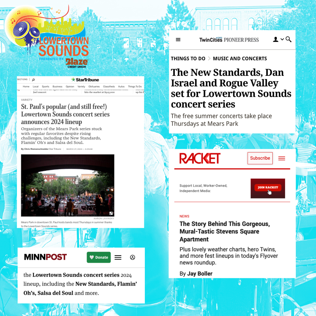 Check out these headlines! 👏 Lowertown Sounds is an important, free community offering that we are honored to put on each year. We appreciate the local media shining a spotlight on the 2024 series and our amazing lineup of Twin Cities musicians and bands. ✨