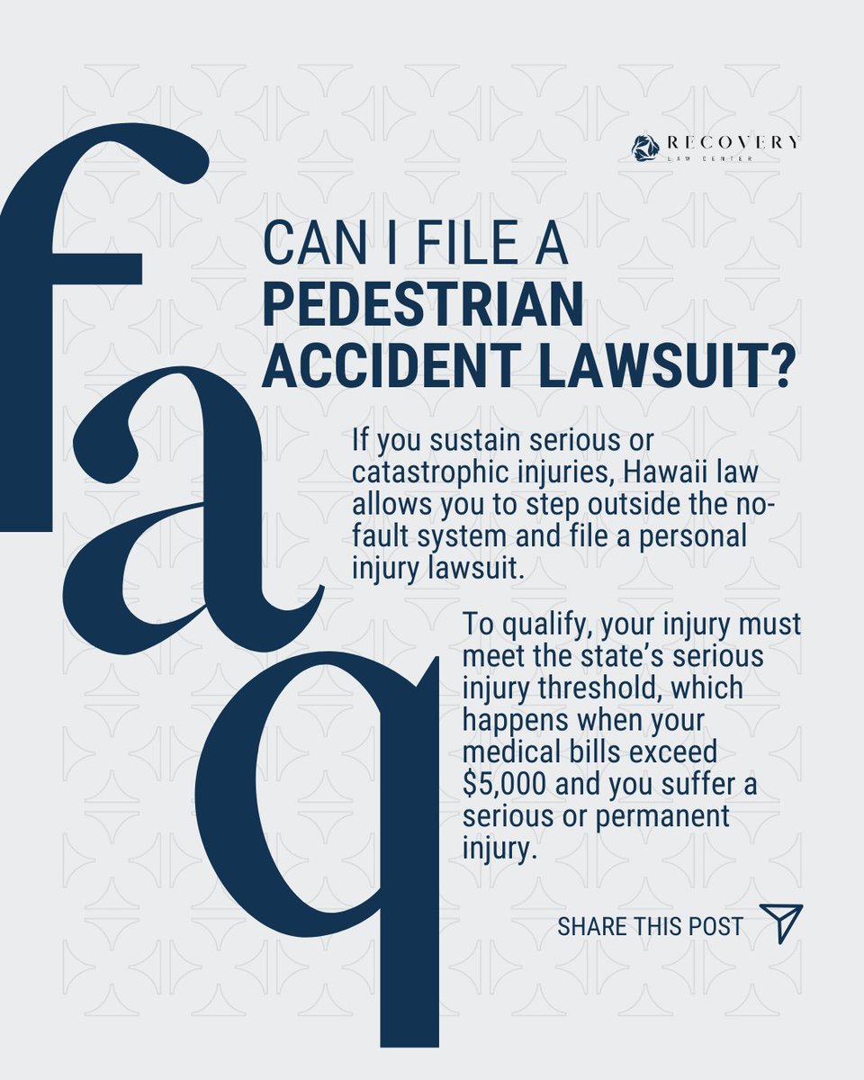 Happy Friday! 🎉 Ready for another round of FAQs?

Today, let's tackle a common question: Can I file a pedestrian accident lawsuit in Hawaii?

– Click the thread to learn more!

#drivingsafety #questionoftheday #frequentlyasked #bicycle #pedestrian