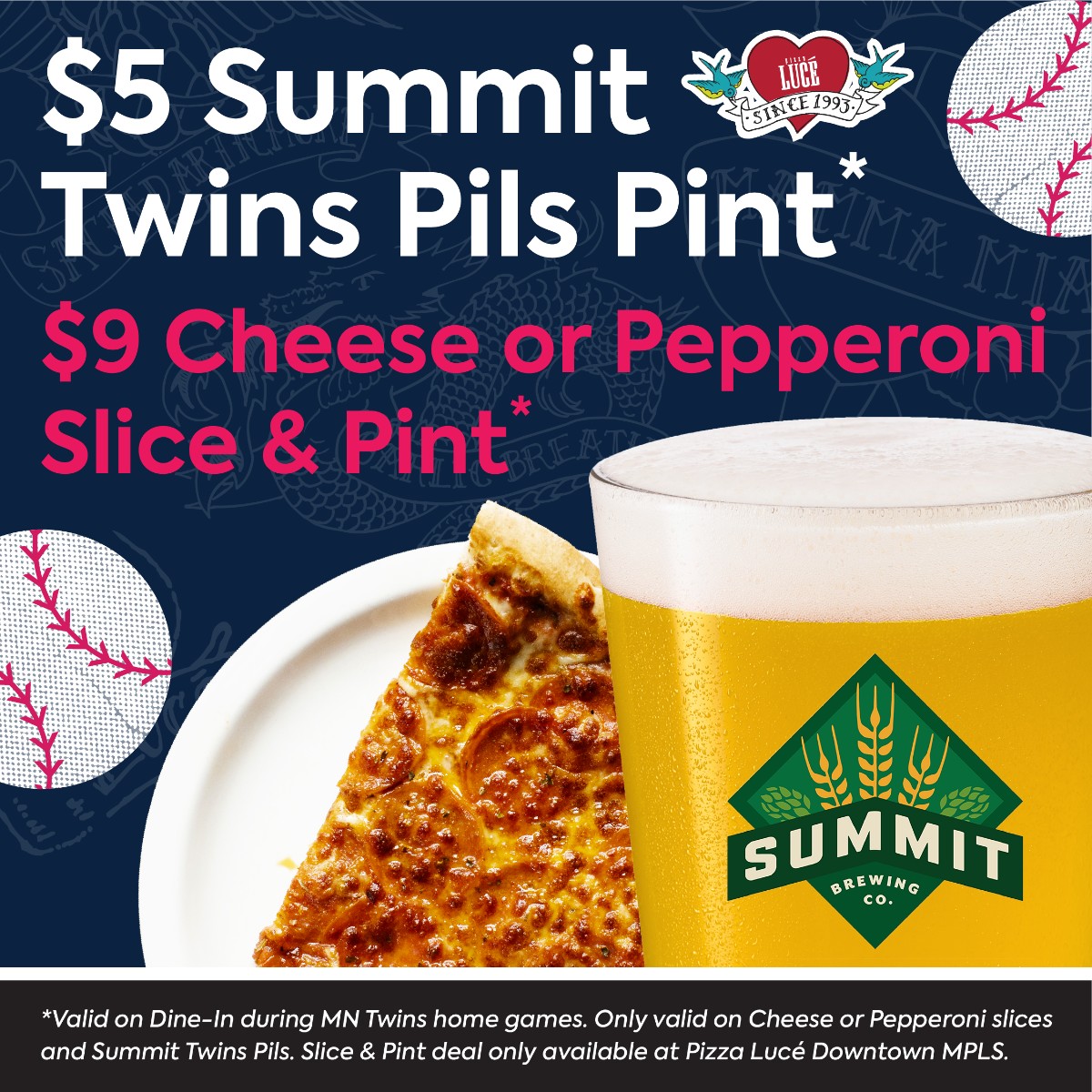 Who is hitting up the Twins games this weekend?! Give a shout out in the comments. And make sure to stop by our downtown location before the game for a slice and a pint of Summit Pils for $9. Score! #gotwinkies