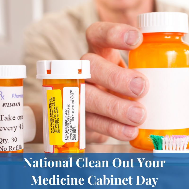 Make sure you celebrate National Clean Out Your Medicine Cabinet Day the right way by ridding yourself of old medications that take up space. The FDA recommends putting expired medication in a plastic bag with an undesirable substance like cat little before throwing them away. 💊