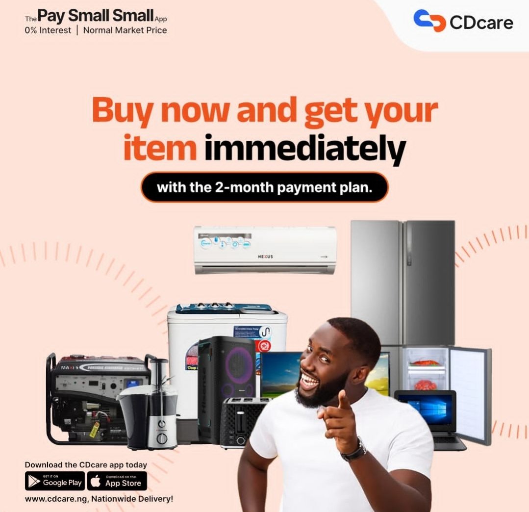 Don't drain ur bank account trying to purchase ur dream gadgets/home appliances; @CDcareNG has got u covered. CDcare 'The pay small small app' is an online shopping site that offers different instalment payments plans. Simply sign-up, & use the referral code 'DANIELREGHA' to get…