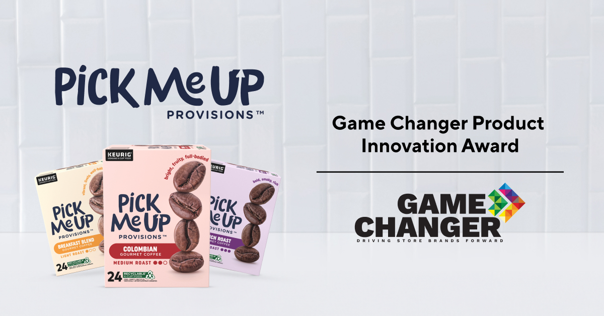 Thrilled to be awarded #GameChanger Product Innovation Award for Pick Me Up Provisions from @Store_Brands. #PickMeUpProvisions is the first food and beverage private brand to target the B2B space with breakrooms in mind. bit.ly/3HfBIxc