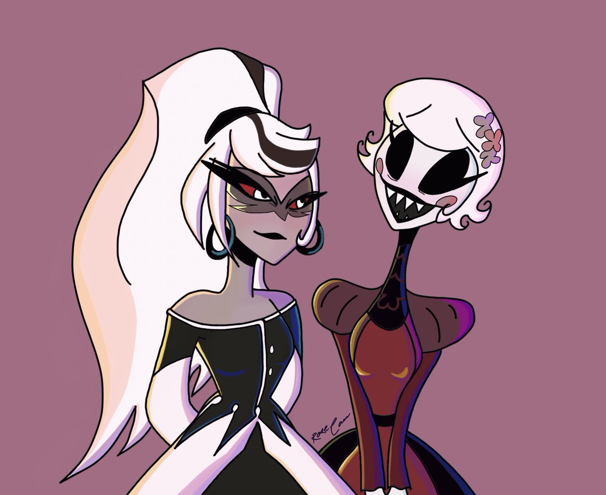 Could not decide on a background color for the life of me. So I’m giving options 💜🩷

#BloomingGun #CarmillaCarmine #HazbinHotelRosie