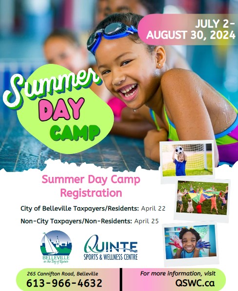 Summer Day Camp information for the City of Belleville is now available at our customer service desk. Registration begins next week! quintesportsandwellnesscentre.ca/en/activities-…