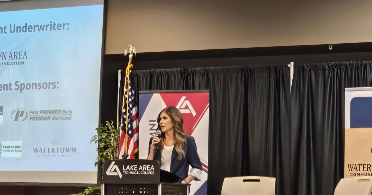 MyKXLG's tweet photo. South Dakota Governor Kristi Noem to deliver keynote speech at the 22nd Annual Lake Area Technical College Governor’s Luncheon.
Read more about the event at https://t.co/aULehkI44I
#SouthDakota #GovernorsLuncheon #LakeAreaTech
#LATC #KXLG #KXLGNews #SDNews https://t.co/bE8PqIQdJy