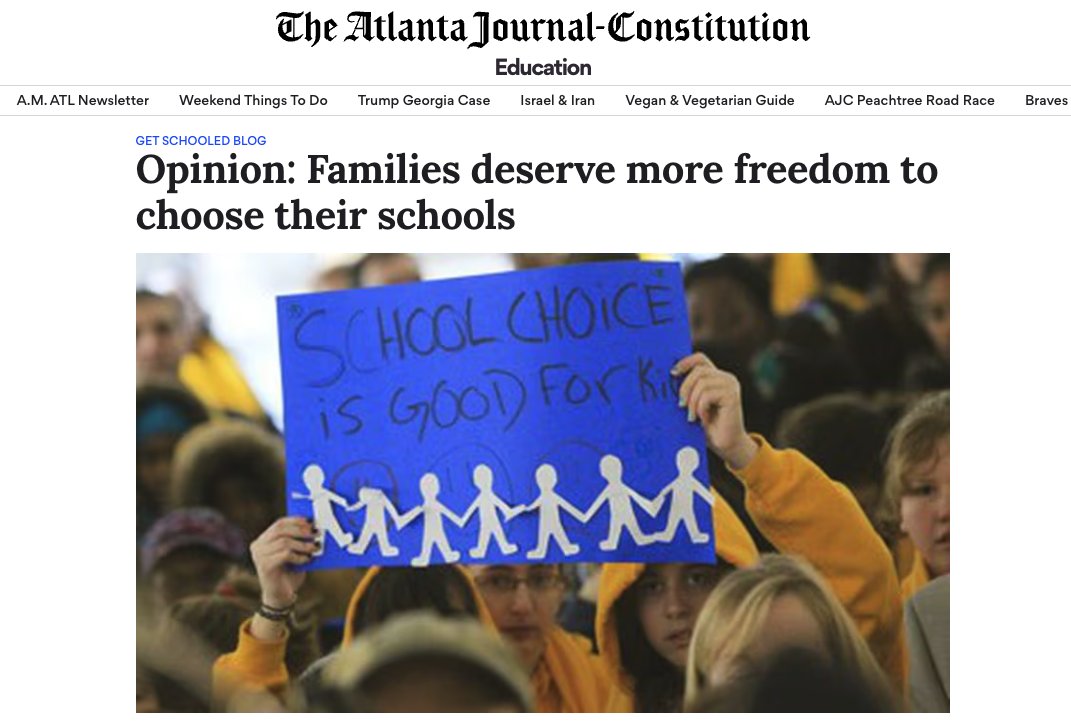 'We benefited from school choice to learn the skills needed to escape generational poverty and live the American Dream.' Opinion: Families deserve more freedom to choose their schools: ajc.com/education/get-… #SchoolChoice